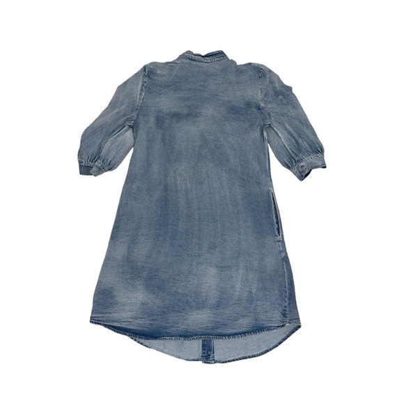 Nash Grey distressed denim shirt dress midi length with pockets size small EUC - Picture 2 of 5